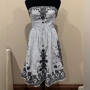 Anthropologie Black and White Strapless Dress